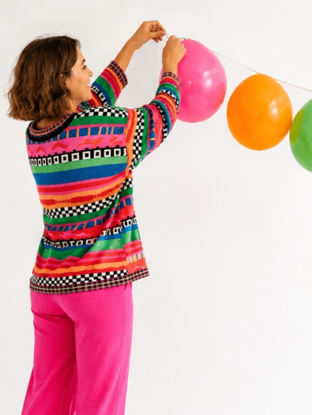 Carole Little Vintage Mix Print Cotton Sweater Y2K